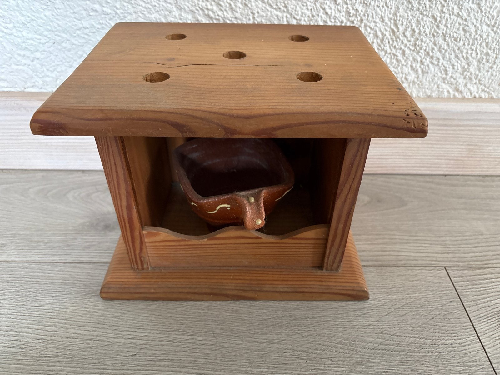 Antieke Houten Voetenstoof met Aardewerk Test, Antiek en Kunst, Ophalen of Verzenden