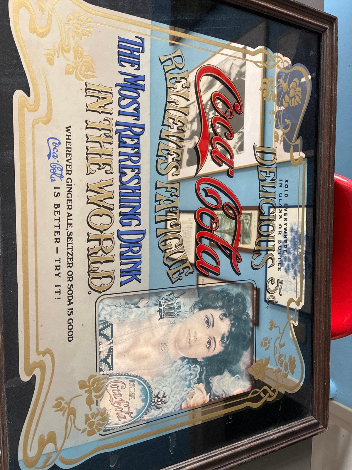 Vintage Coca-Cola spiegel - 'The Most Refreshing Drink', Ophalen