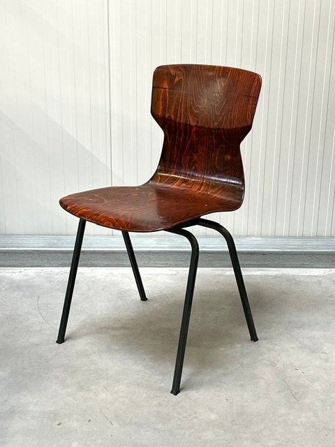 Eromes schoolstoel vintage eettafelstoel retro jaren 70, Ophalen, Gebruikt, Bruin, .