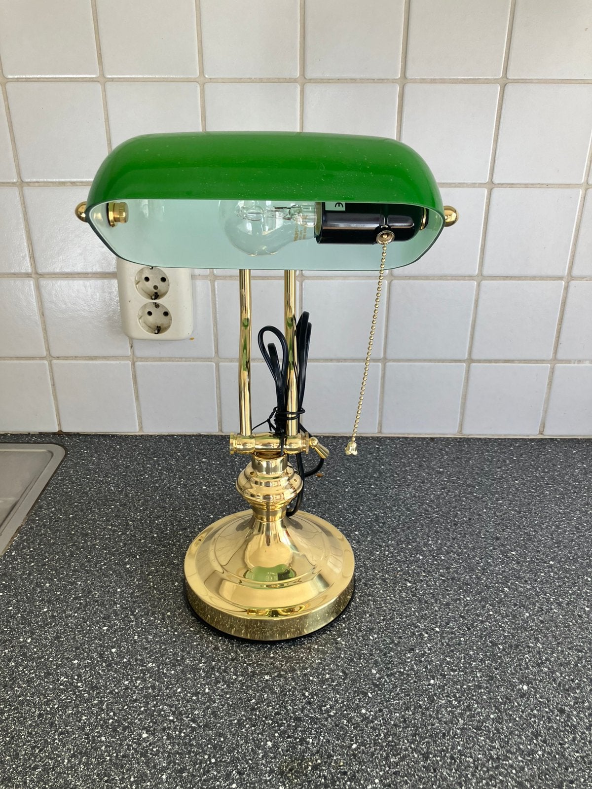 Notaris/ bankiers lamp, Geel, Ophalen of Verzenden, Zo goed als nieuw, Verstelbaar
