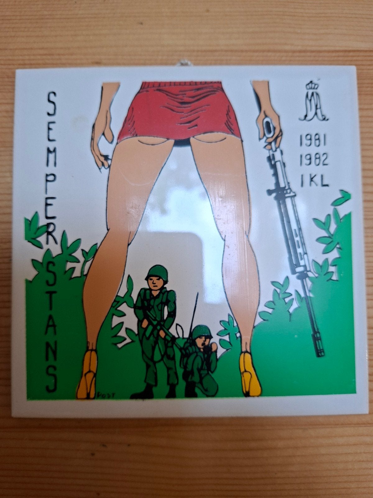 Vintage Tegel Semper Stans Militair Thema 1981-1982, Verzamelen, Ophalen of Verzenden
