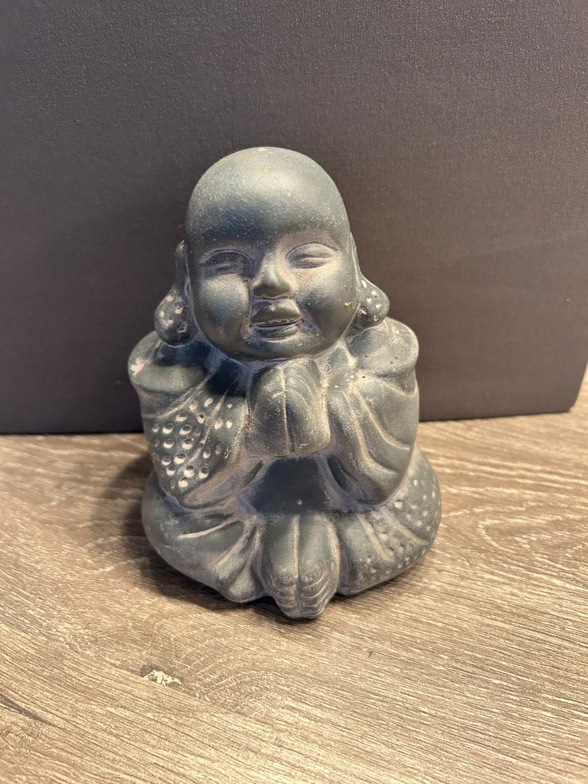 Grijs boeddha beeldje / 14x11 cm, Ophalen of Verzenden, Zo goed als nieuw