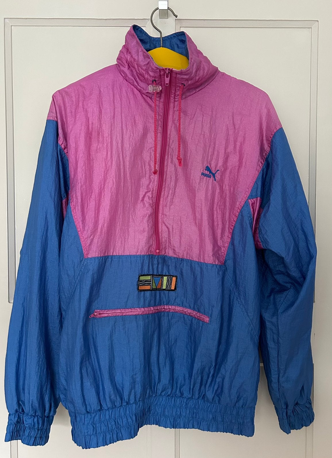 Vintage Puma Windbreaker / Anorak (M/L) Jaren 80 Colourblock, Maat 38/40 (M), Overige typen, Ophalen of Verzenden, Zo goed als nieuw