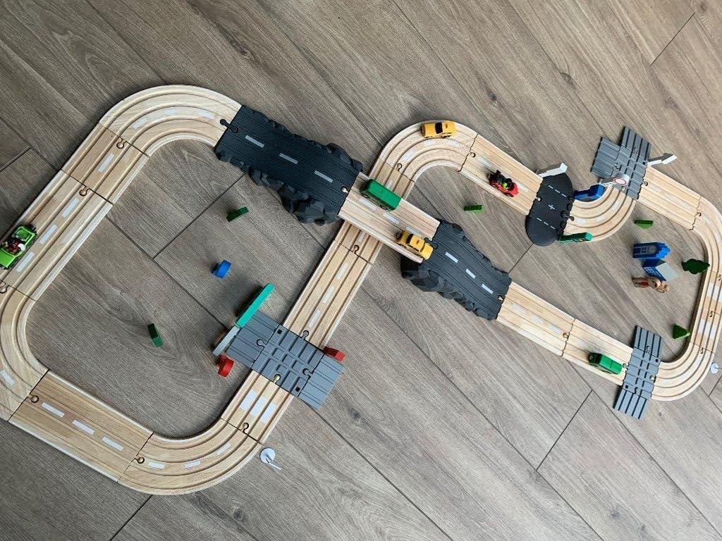 Houten autoweg met accessoires, Ophalen of Verzenden, Gebruikt, Overige typen