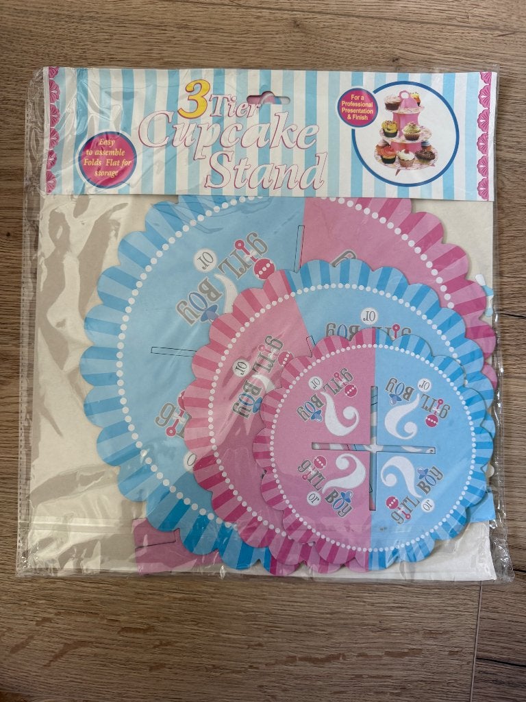 Cupcake standaard gender reveal, Ophalen, Nieuw, Feestartikel, Geboorte of Huwelijk