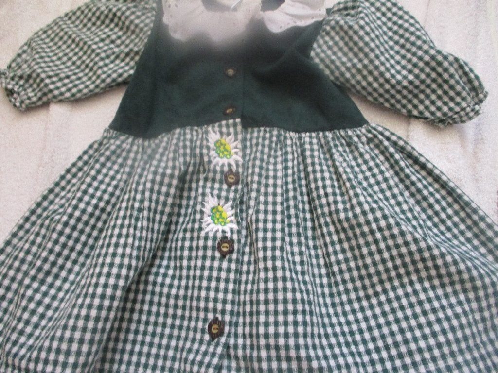 Meisjes "dirndl" maat 80, groen wit geblokt., Kinderen en Baby's, Ophalen of Verzenden, Zo goed als nieuw, Meisje, Jurkje of Rokje