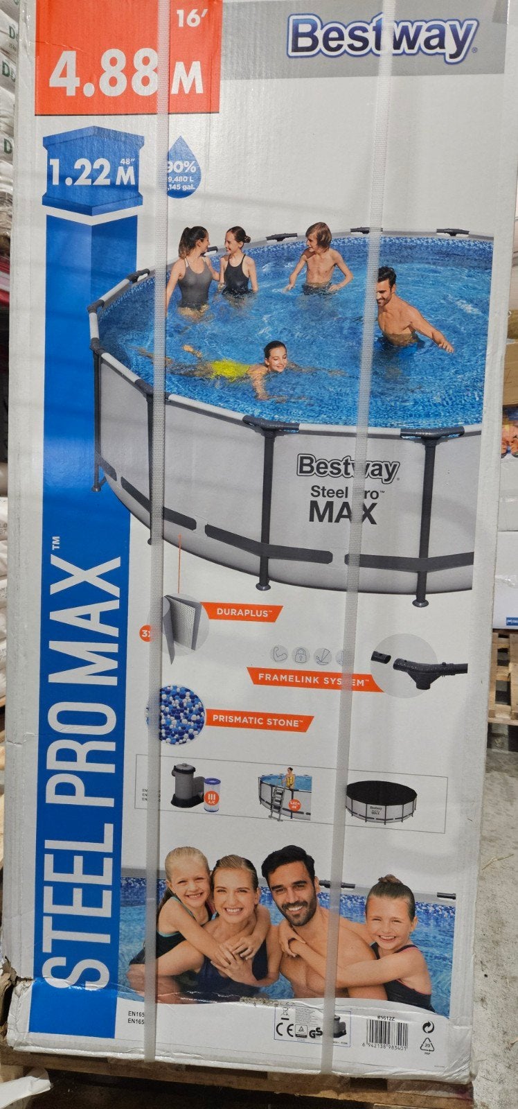 Bestway Steel Pro Max Opzetzwembad 4.88m x 1.22m, Ophalen, Minder dan 80 cm, Rond, Opzetzwembad