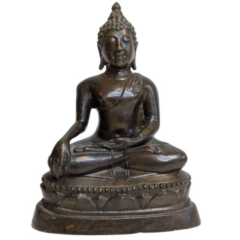 Bronzen Boeddhabeeld – Bhumisparsha mudra – 044, Gebruikt, 20 cm, Ophalen of Verzenden, Bruin