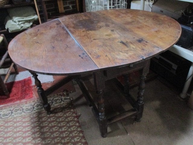 hangoortafel antiek eiken met lade, 19e eeuw, Ophalen