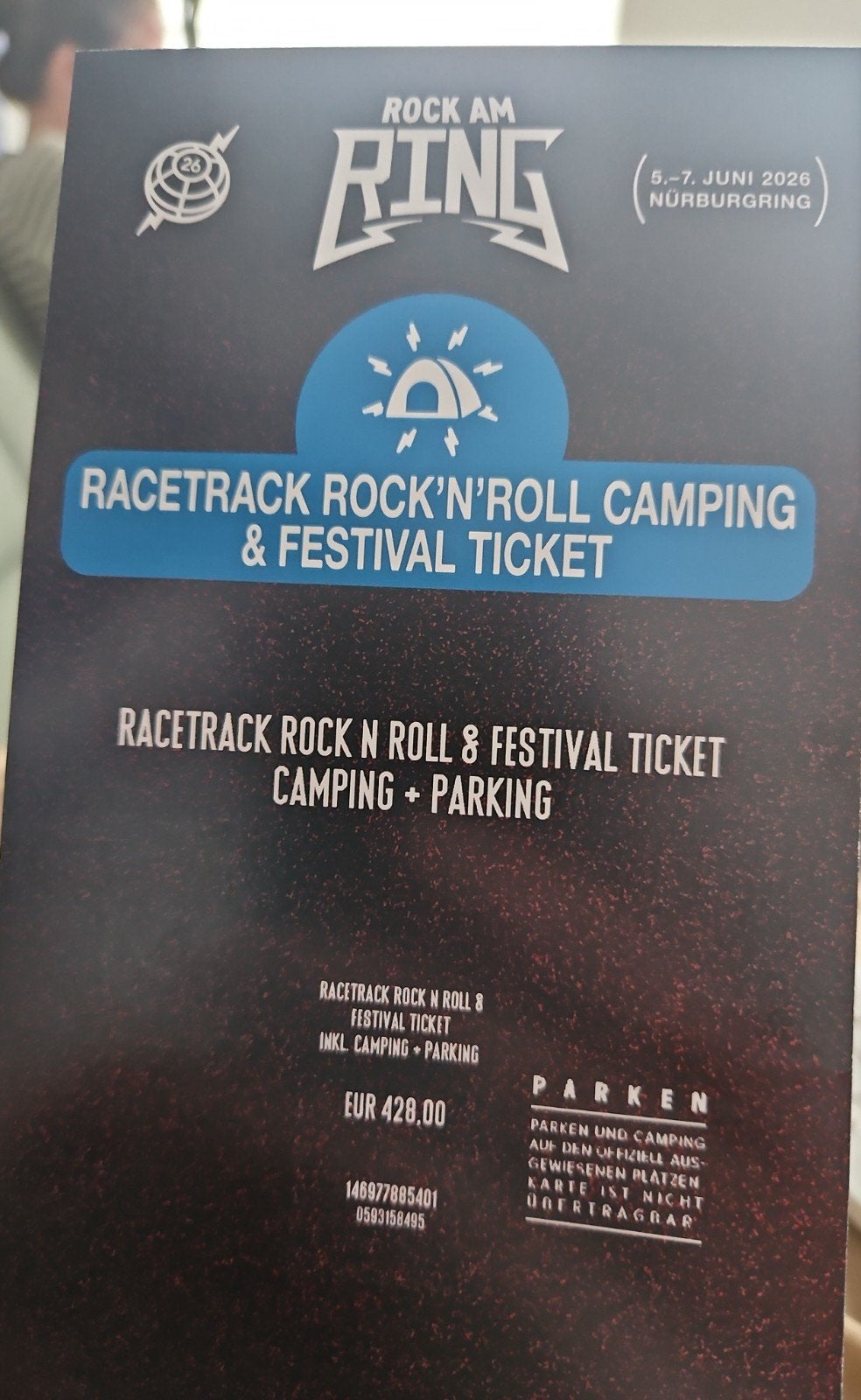 1x Rock am Ring Racetrack R’n’Roll Festival+Camping+Parking, Eén persoon, Meerdaags