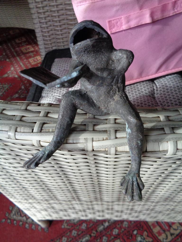 bronzen kikker met boek 15 cm, Ophalen of Verzenden, Brons
