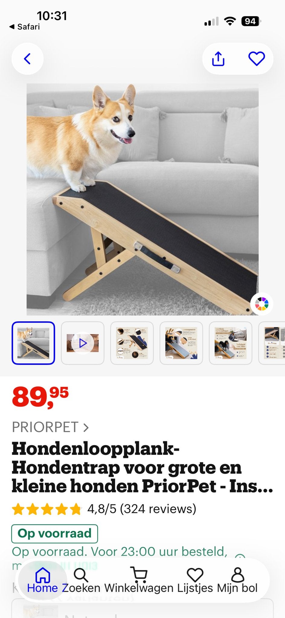 Honden loopplank, Ophalen, Zo goed als nieuw
