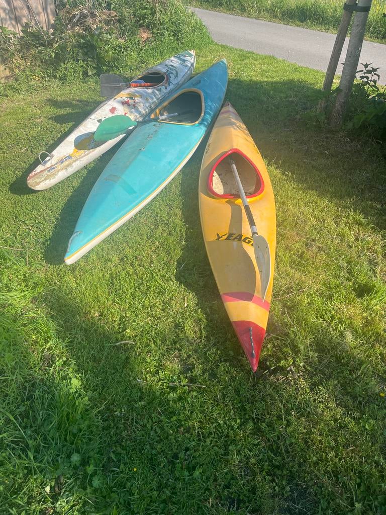 3 gebruikte kajaks met peddels, Watersport en Boten, Kano's, Gebruikt, Kajak, Eén persoon, Met peddels, Ophalen of Verzenden