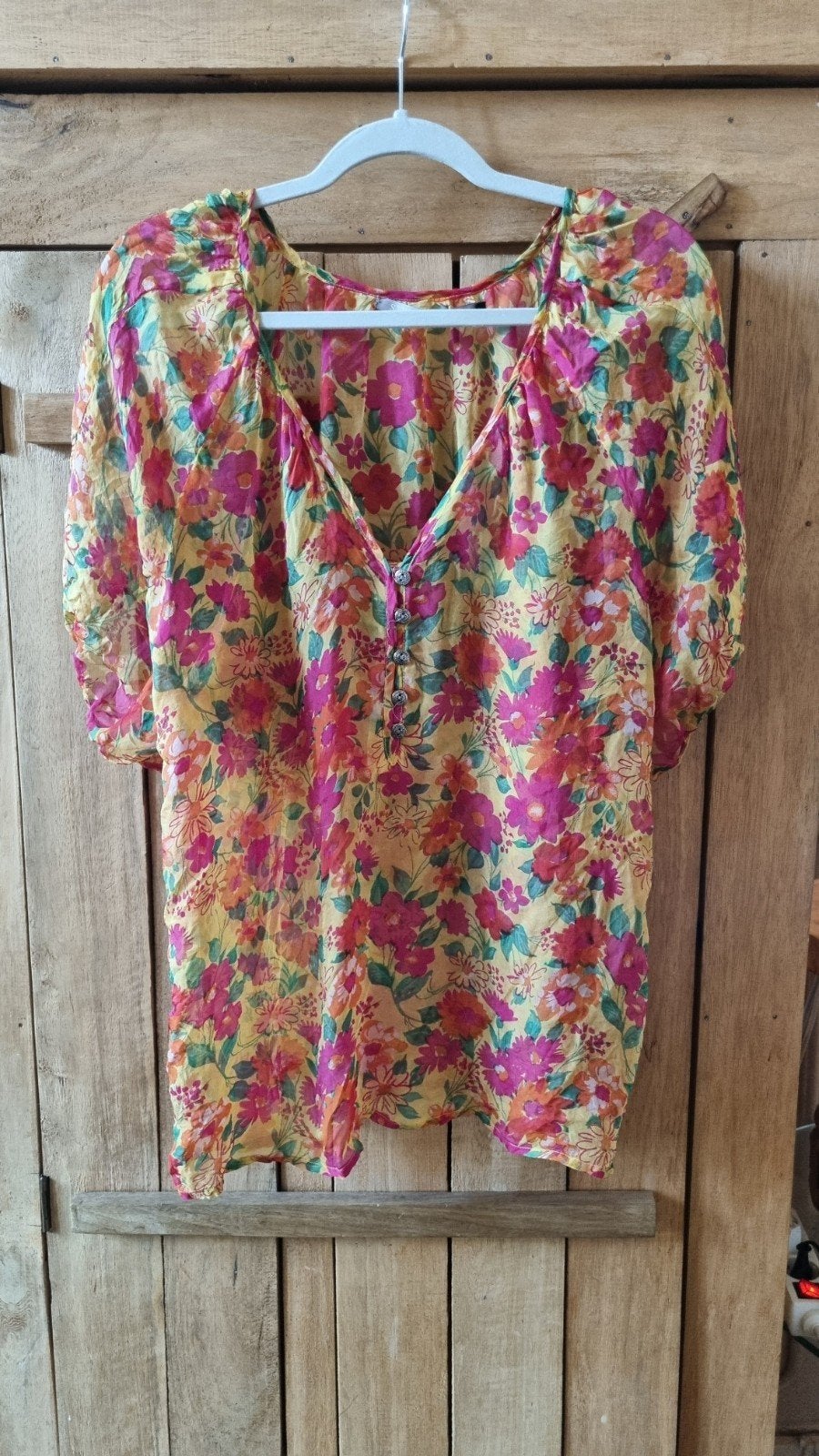Zijden blouse met bloemenprint - Styles by Steps, Styles by Stopt, Meerkleurig, Maat 46/48 (XL) of groter, Ophalen of Verzenden