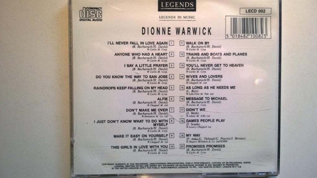 Dionne Warwick - Legends In Music, Ophalen of Verzenden, Zo goed als nieuw