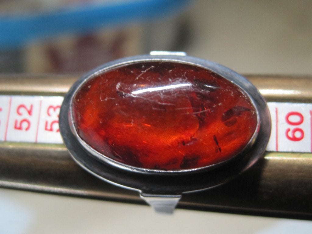 Antiek ring barnsteen amber, Ophalen, Zo goed als nieuw, 17 tot 18, Dame