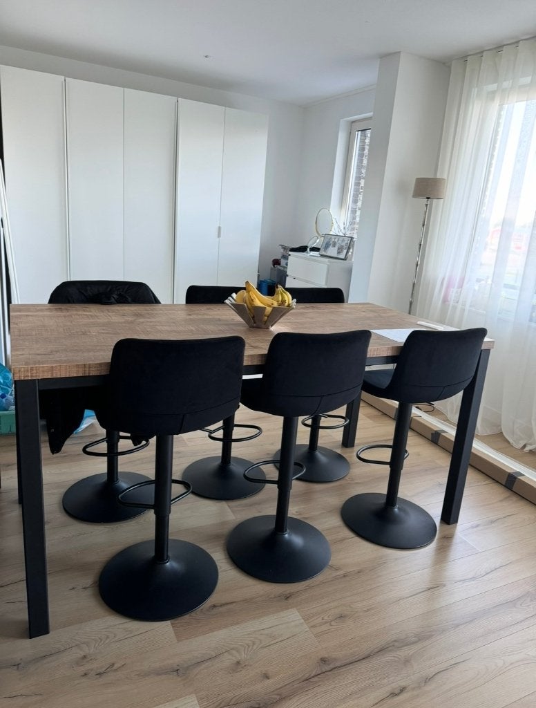 Industriële bartafel Duncan – 190 x 90 cm – Mangohout look, Overige houtsoorten, Zo goed als nieuw, Vijf personen of meer, Industrieel mangohout
