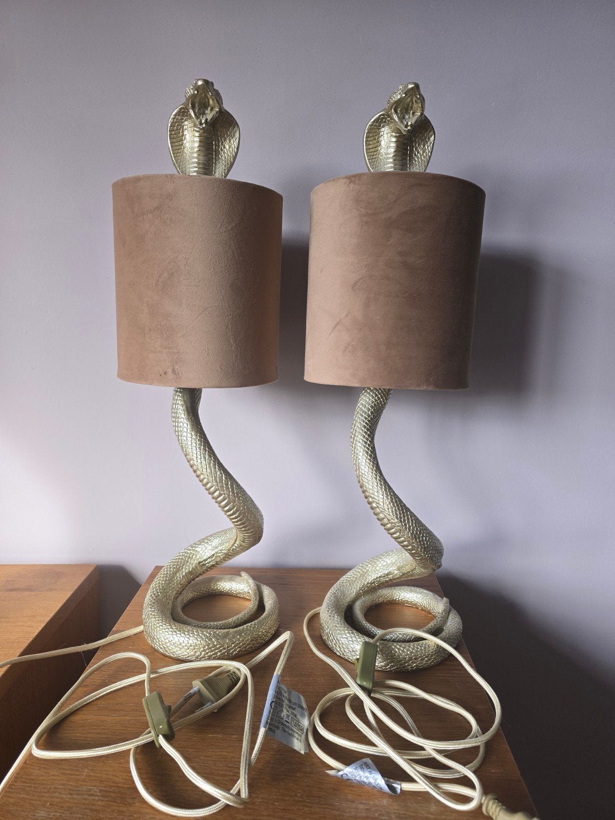 2x Light & Living Slangenlampen - Zeer Goede Staat, Ophalen, Goud, E27 (groot), Light & Living