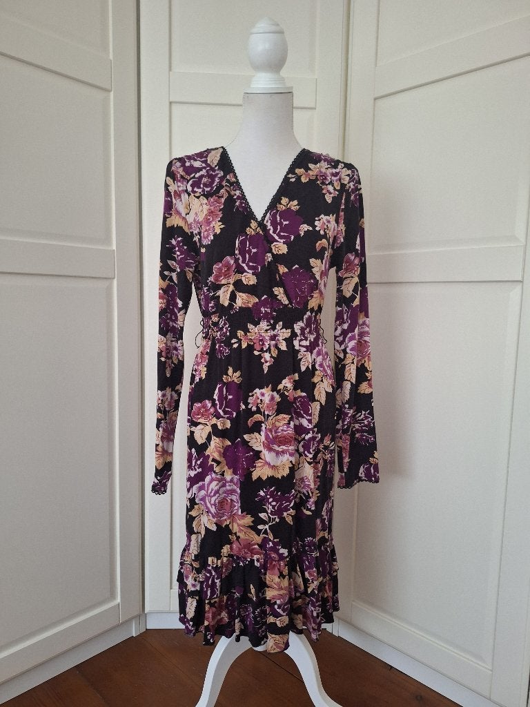 Brooker zgan zwarte floral bloemen jurk, maat 44 L, Brooker, Zwart, Maat 42/44 (L), Ophalen of Verzenden