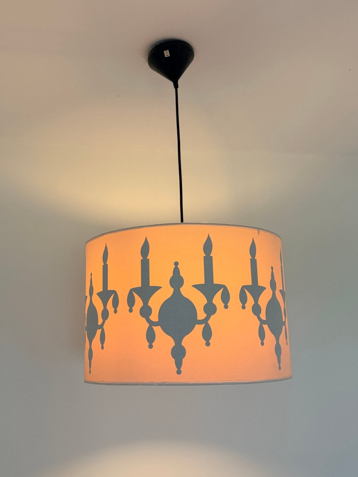 Hanglamp met kroonluchter effect, zwart wit, ca 40 cm, Ophalen of Verzenden, Zo goed als nieuw, Modern