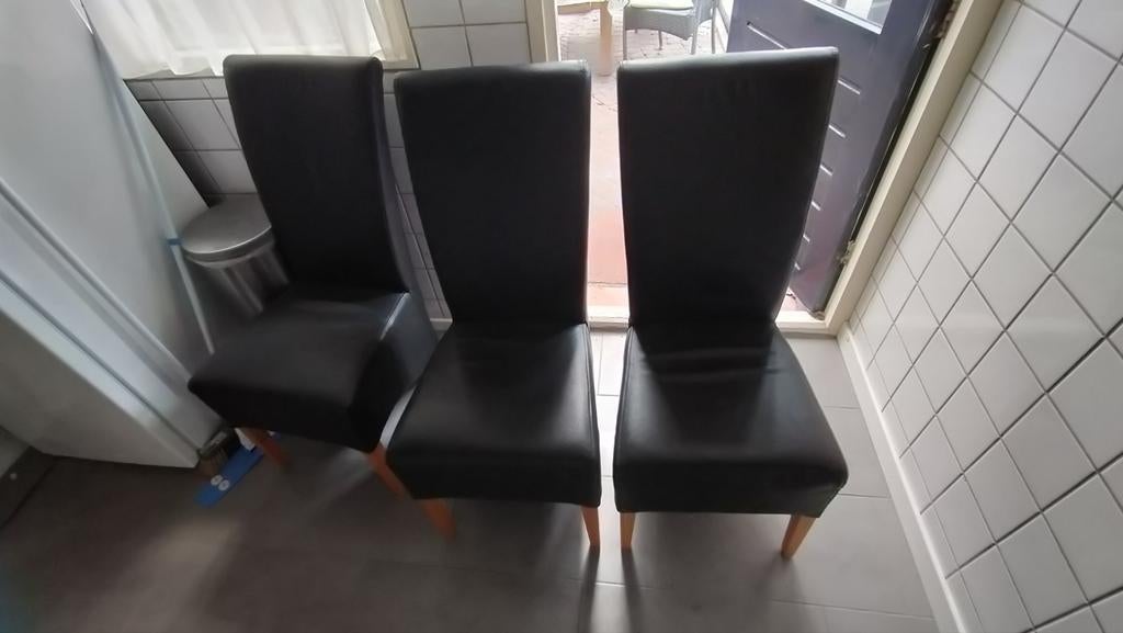 Set van 6 zwarte eetkamerstoelen, Gebruikt, Zwart, Ophalen of Verzenden, Modern
