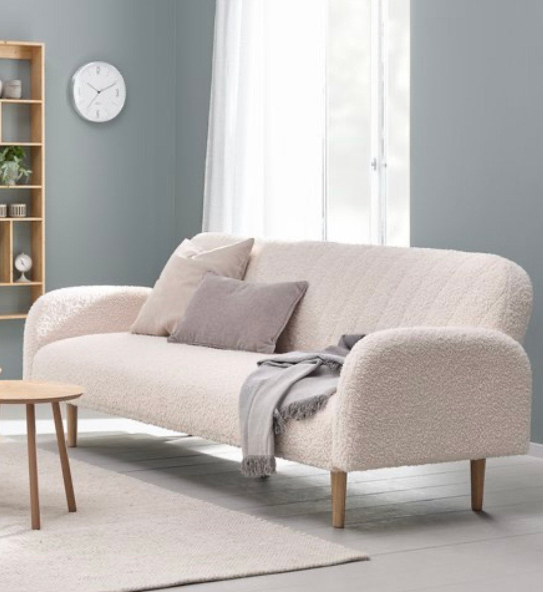 Bankje is ook een slaapbank creme kleur, Ophalen, Schaap of teddy, Tweepersoons, 75 tot 100 cm