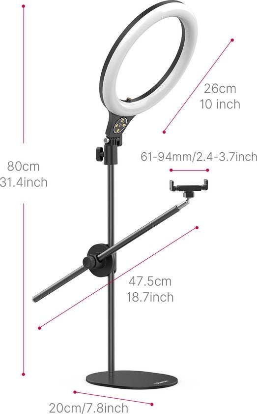 Ulanzi Desktop Overhead Ring Light Set voor Content Creators, Dimbaar, Nieuw, Ophalen of Verzenden, Overige merken
