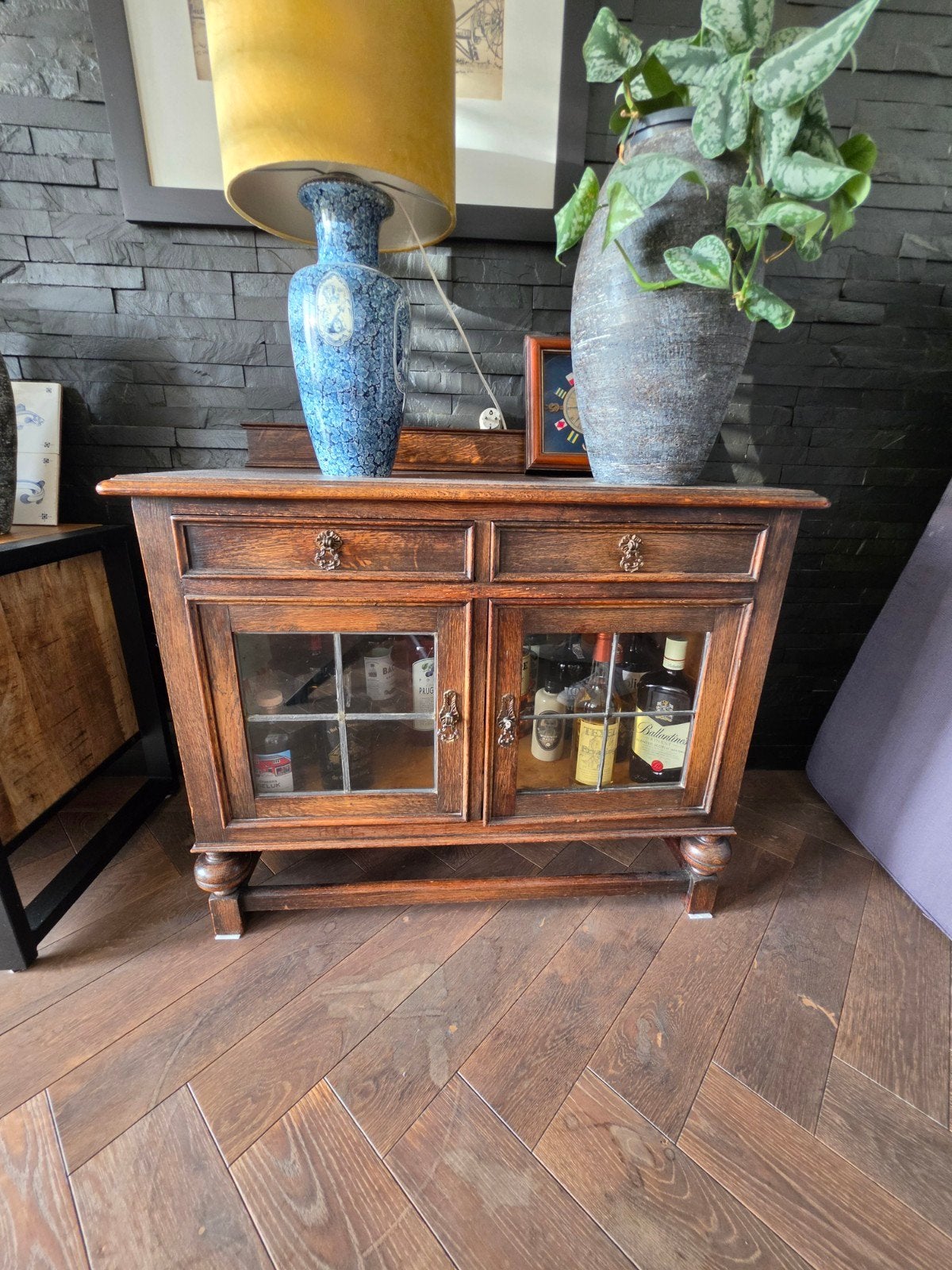 antiek donker eiken kastje, Huis en Inrichting, Ophalen, Gebruikt, 25 tot 50 cm, 50 tot 100 cm