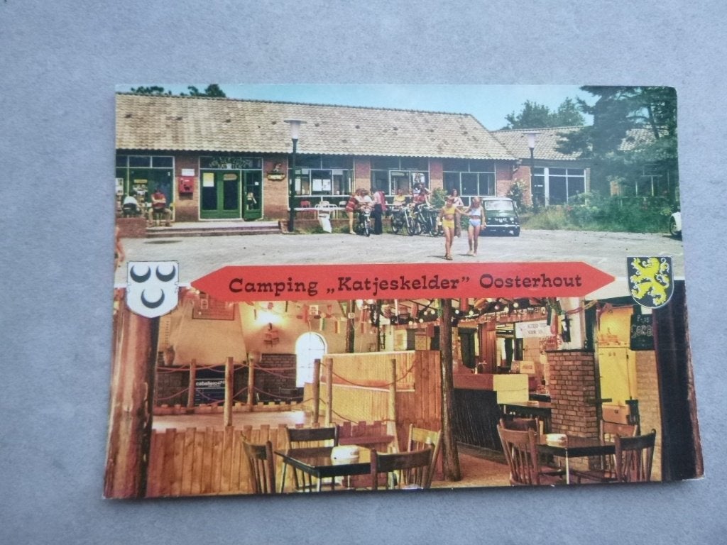 Oosterhout, camping Katjeskelder, auto/interieur 1973, Verzenden, 1960 tot 1980, Gelopen, Noord-Brabant