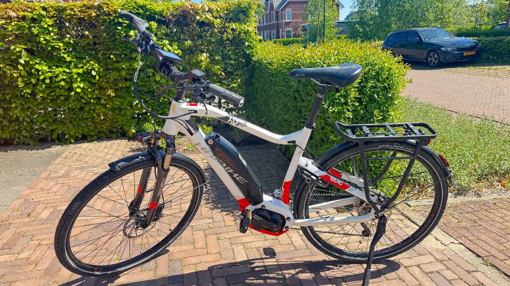 E-Bike Haibike SDURO trekking 6.0 wit/rood Heren, Zo goed als nieuw, 50 km per accu of meer, 55 tot 59 cm, Ophalen