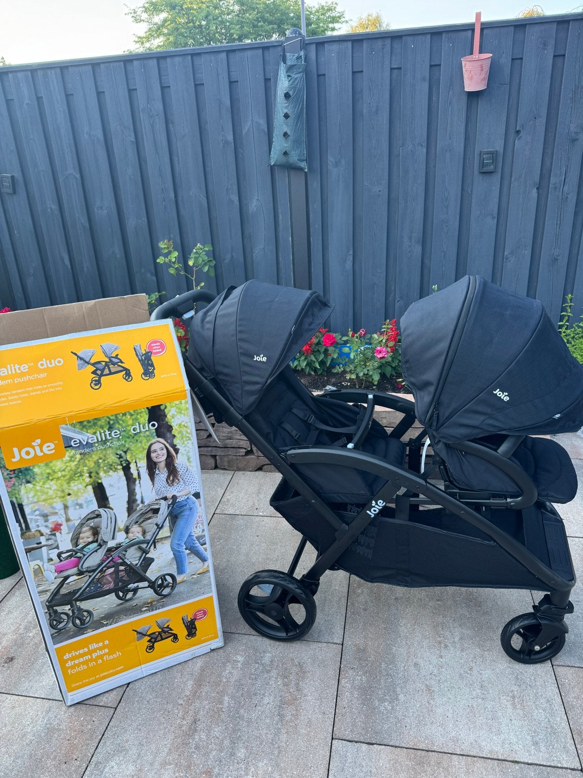 NIEUWE Joie Evalite Duo Duowagen - Zwart met regenhoes, Nieuw, Duowagen, Ophalen, Kinderwagen