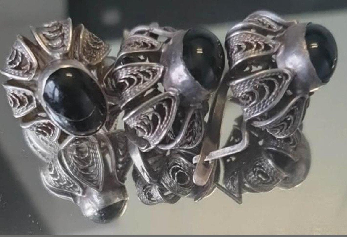 Antieke chique oorbellen met de ring.., Ophalen of Verzenden