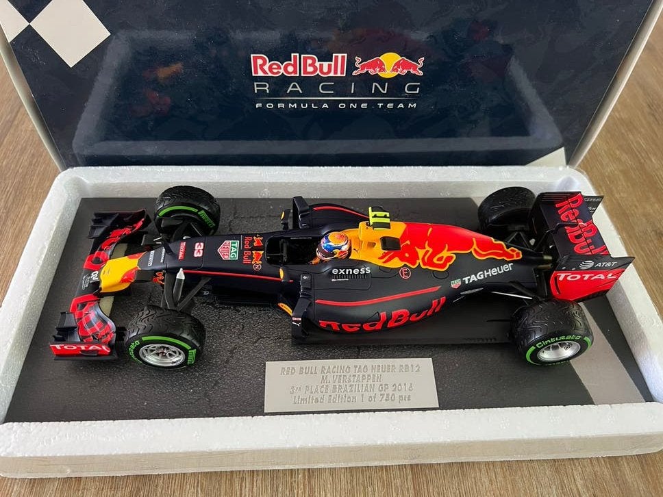 Max Verstappen Red Bull RB12 Brazilian GP 2016 1:18, Ophalen of Verzenden, Zo goed als nieuw, MiniChamps