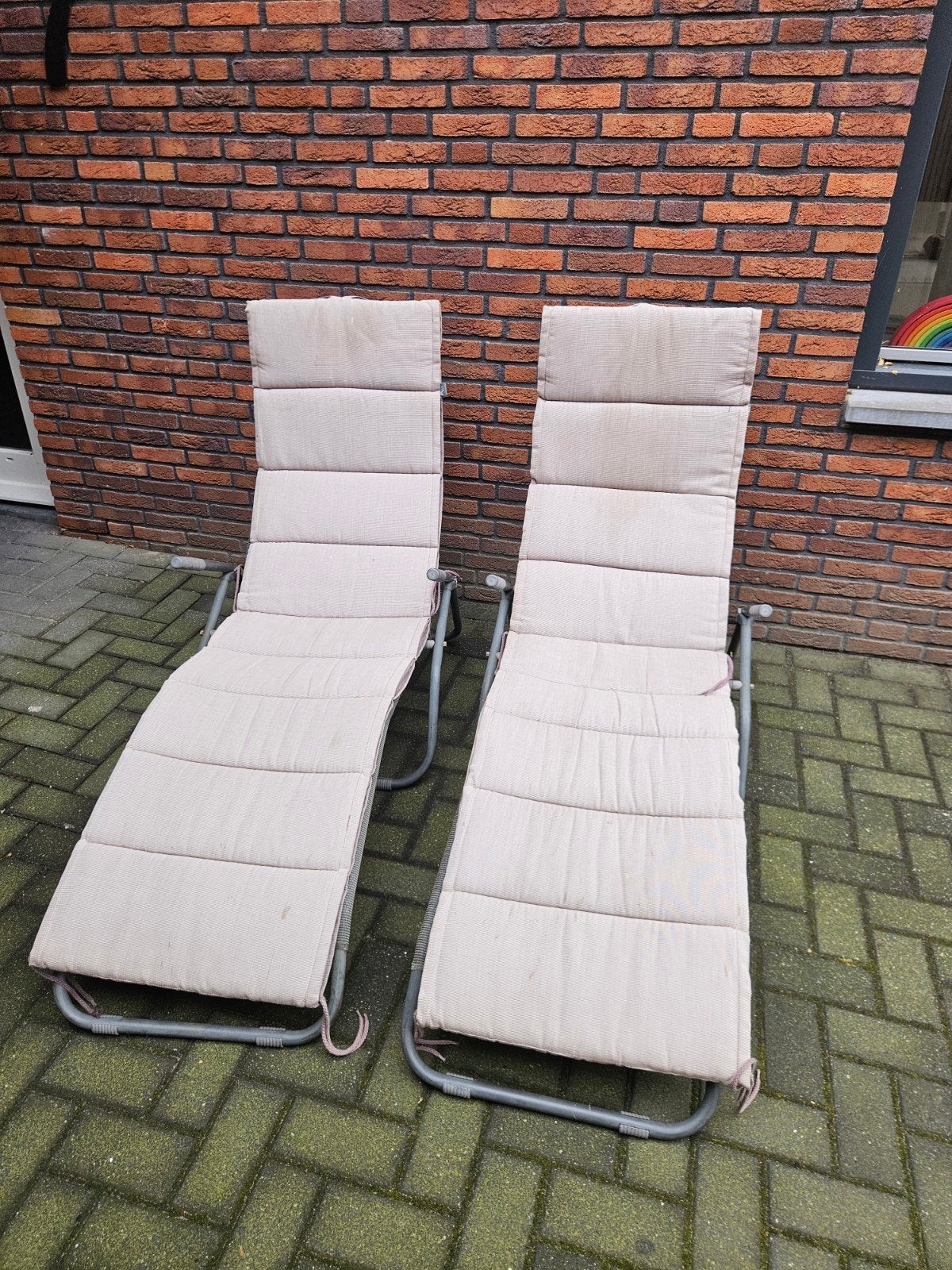 2 ligbedden met kussens, Ophalen, Gebruikt, Metaal, Inklapbaar