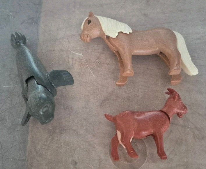 Playmobil dieren: zeehond, geit en paard, Gebruikt, Losse onderdelen, Ophalen of Verzenden, Figuren
