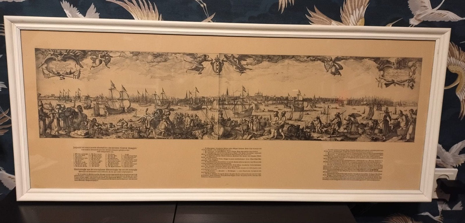 Antieke ets Amsterdam stadsgezicht Pieter Bas en.C.J. Vi, Antiek en Kunst, Ophalen, Ingelijst, Ets, Stadsgezicht