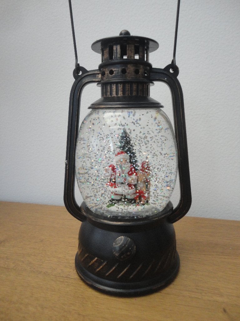 Mooie vintage kerst sneeuwbol in stormlantaarn, Ophalen of Verzenden, Gebruikt