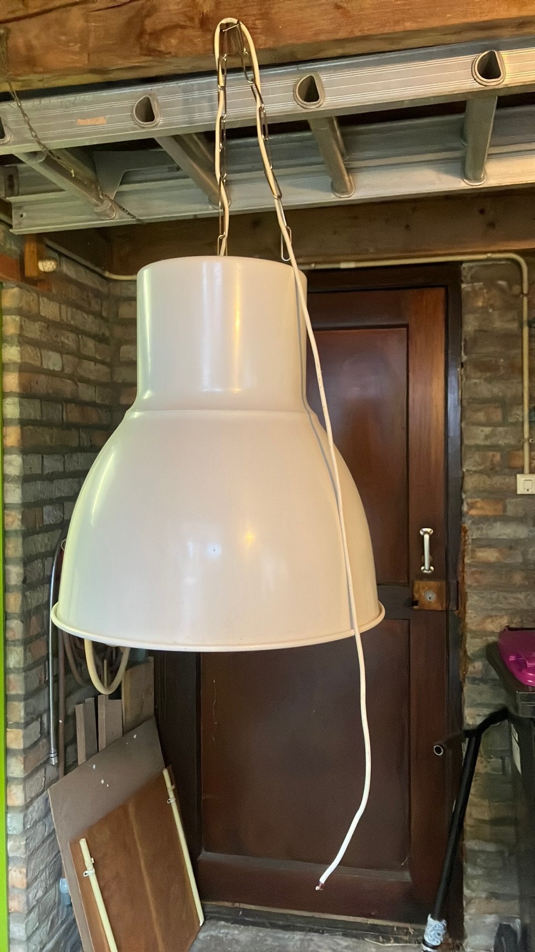 Grote witte hanglamp Hektar Ikea, Ophalen, Gebruikt, Metaal, E27 (groot)
