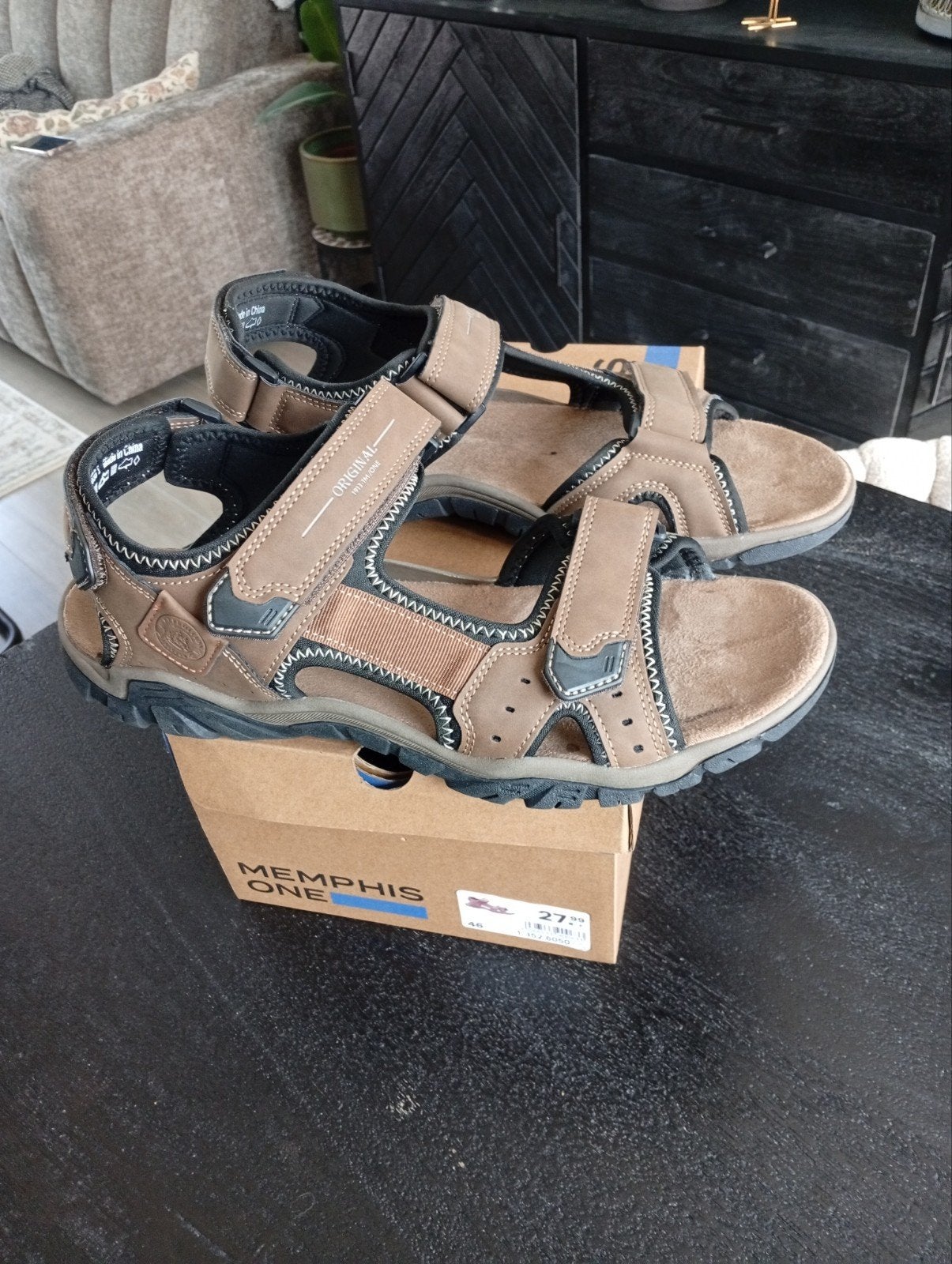 Nieuwe Memphis One heren sandalen - Maat 46 - Bruin, Ophalen of Verzenden