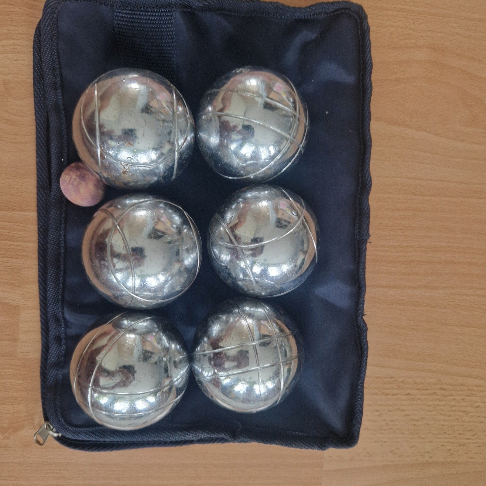 Petanque set met 6 ballen en but, Sport en Fitness, Ophalen, Gebruikt