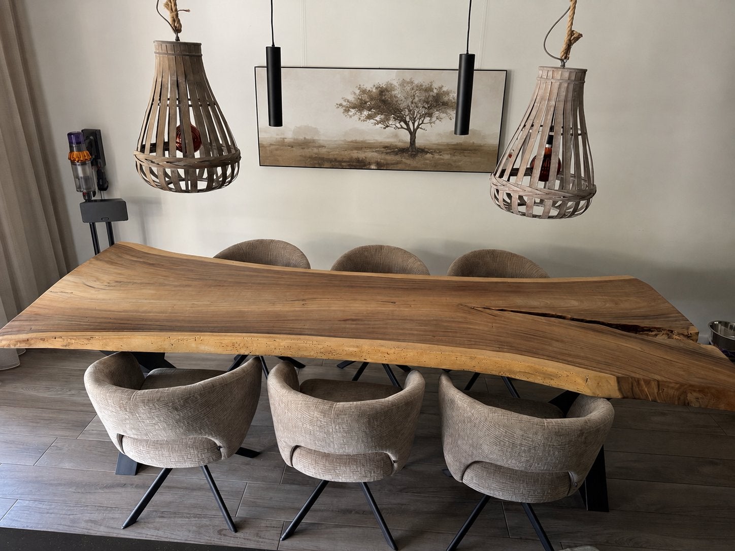 Unieke Boomstamtafel 3 mtr met een natuurlijke matre finish, Ophalen, 100 tot 150 cm, 200 cm of meer, Zo goed als nieuw