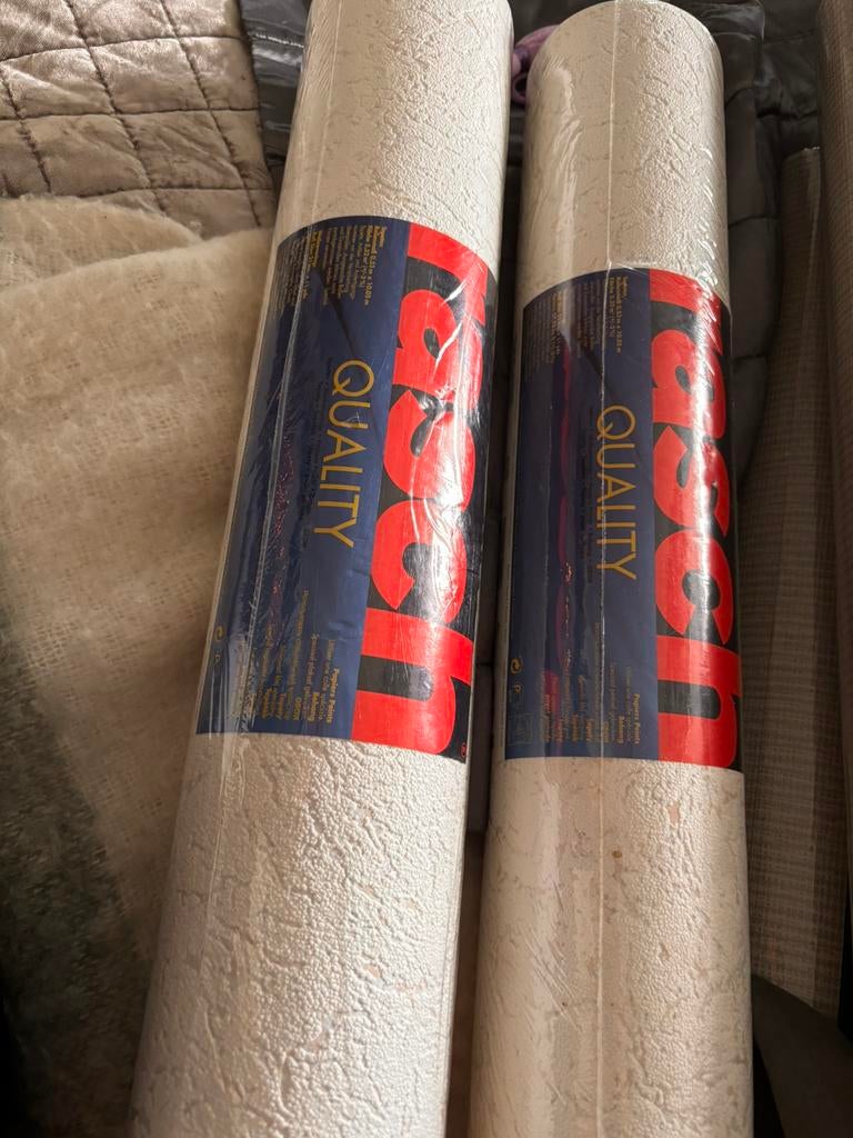 Rasch behang creme.   2 rollen, Ophalen of Verzenden, Minder dan 10 m²