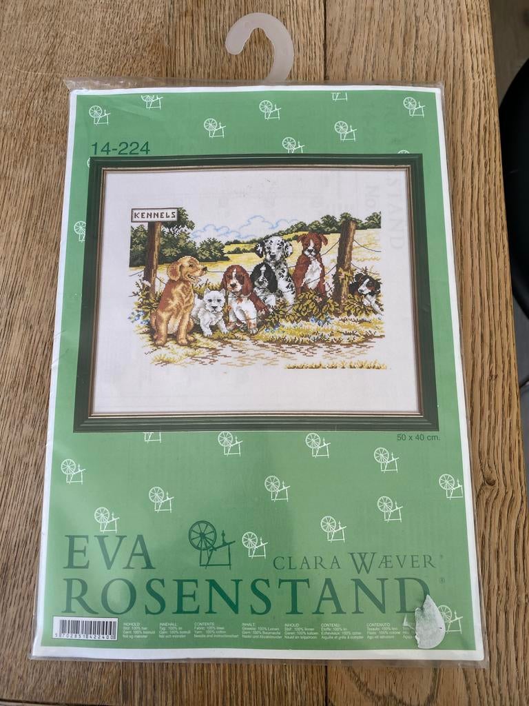 Borduurpakket Eva Rosenstand - Honden Kennels, Hobby en Vrije tijd, Ophalen of Verzenden, Nieuw, Handborduren, Borduurpakket
