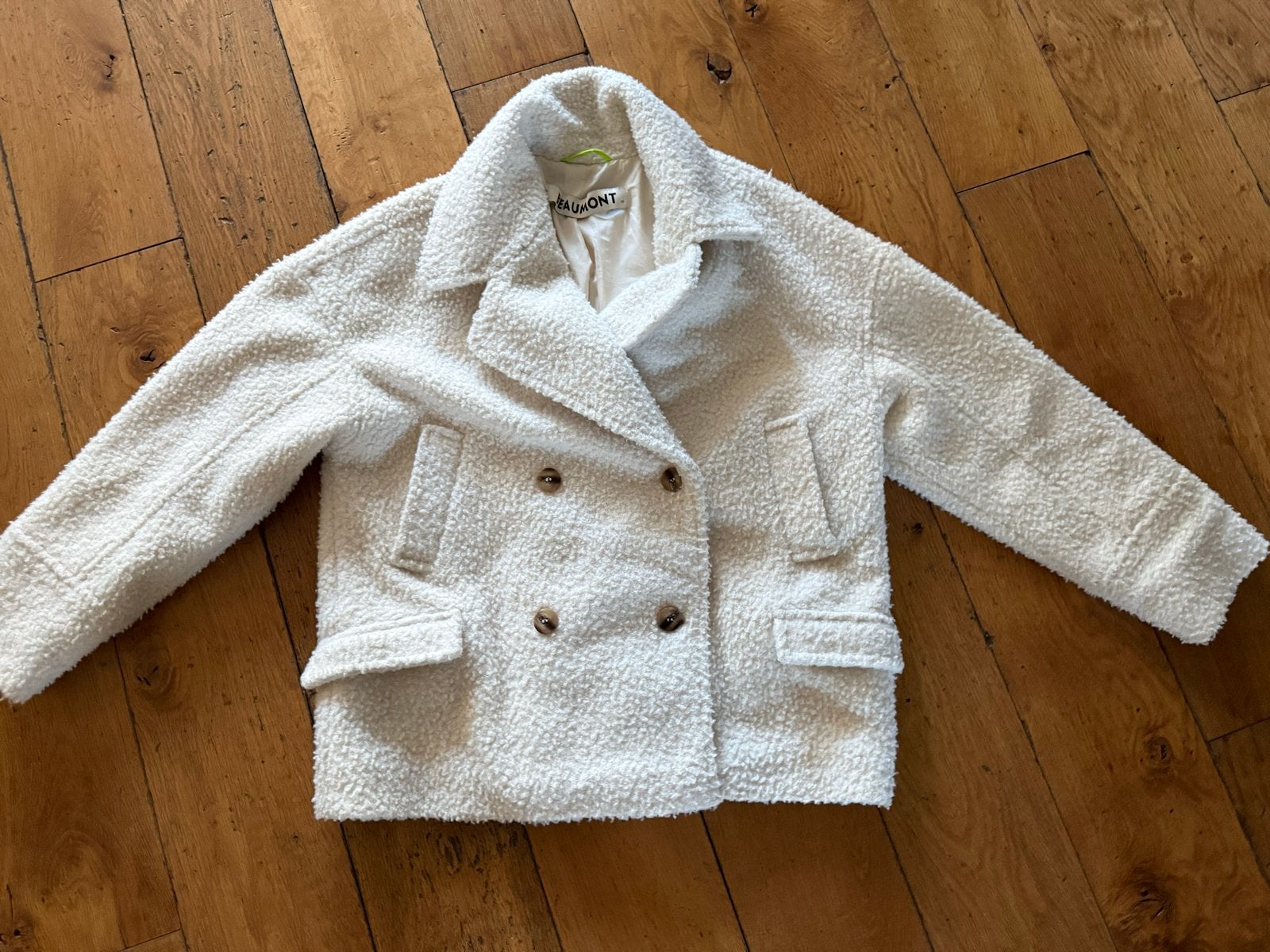 Witte teddy jas van Beaumont maat 40., Kleding | Dames, Ophalen of Verzenden, Zo goed als nieuw, Maat 38/40 (M), Wit