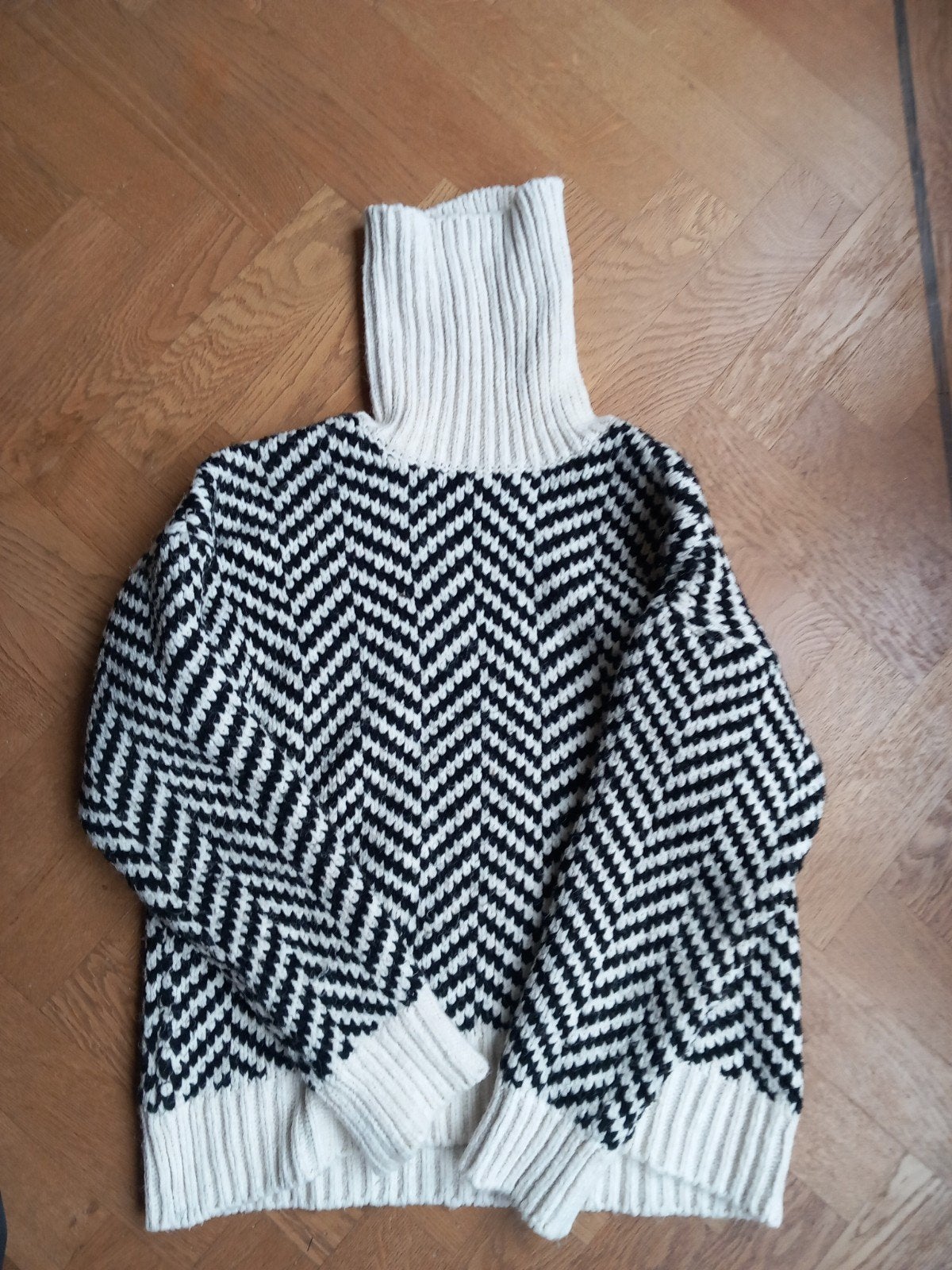 MNG Mango gebreide trui met visgraatpatroon, Maat 38/40 (M), Mango, Zwart, Ophalen of Verzenden