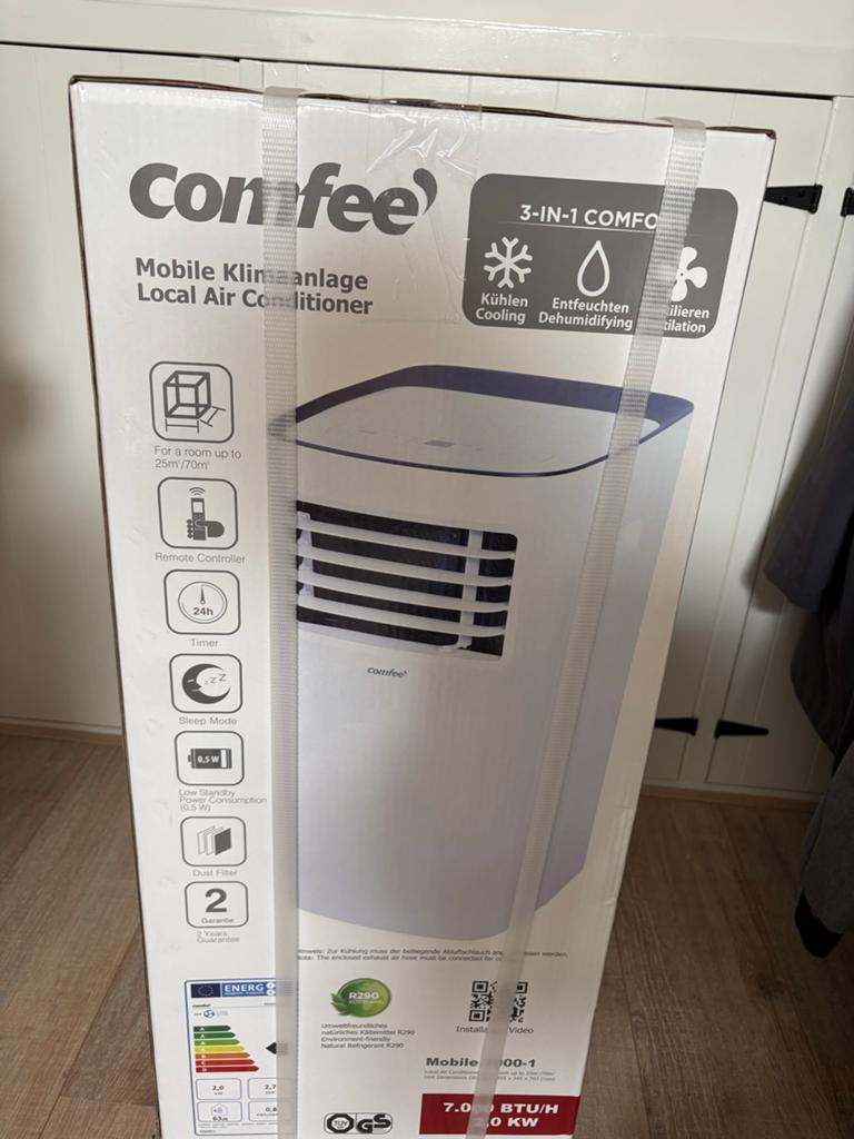 Nieuwe Comfee Mobiele Airco 3-in-1 - Koelen, Ontvochtigen, V, Witgoed en Apparatuur, Airco's, Minder dan 60 m³, Nieuw, 3 snelheden of meer