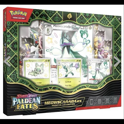 Pokémon Paldean Fates Meowscarada EX Premium Collection, Hobby en Vrije tijd, Verzamelkaartspellen | Pokémon, Ophalen of Verzenden
