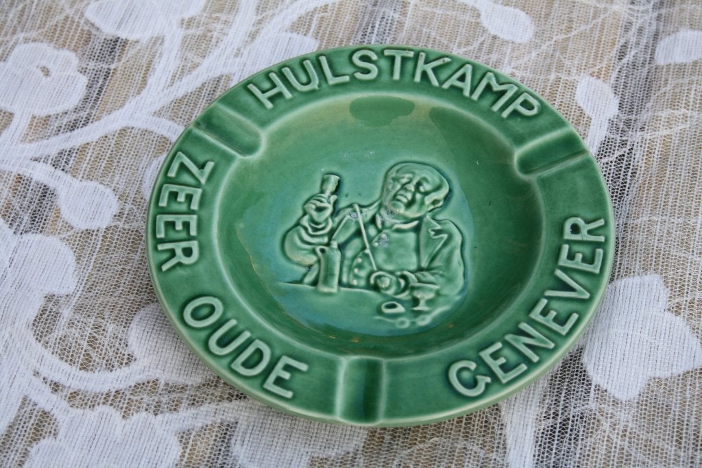Gouds plateel asbak Hulskamp Zeer Oude Genever, Verzenden, Zo goed als nieuw, Gebruiksvoorwerp