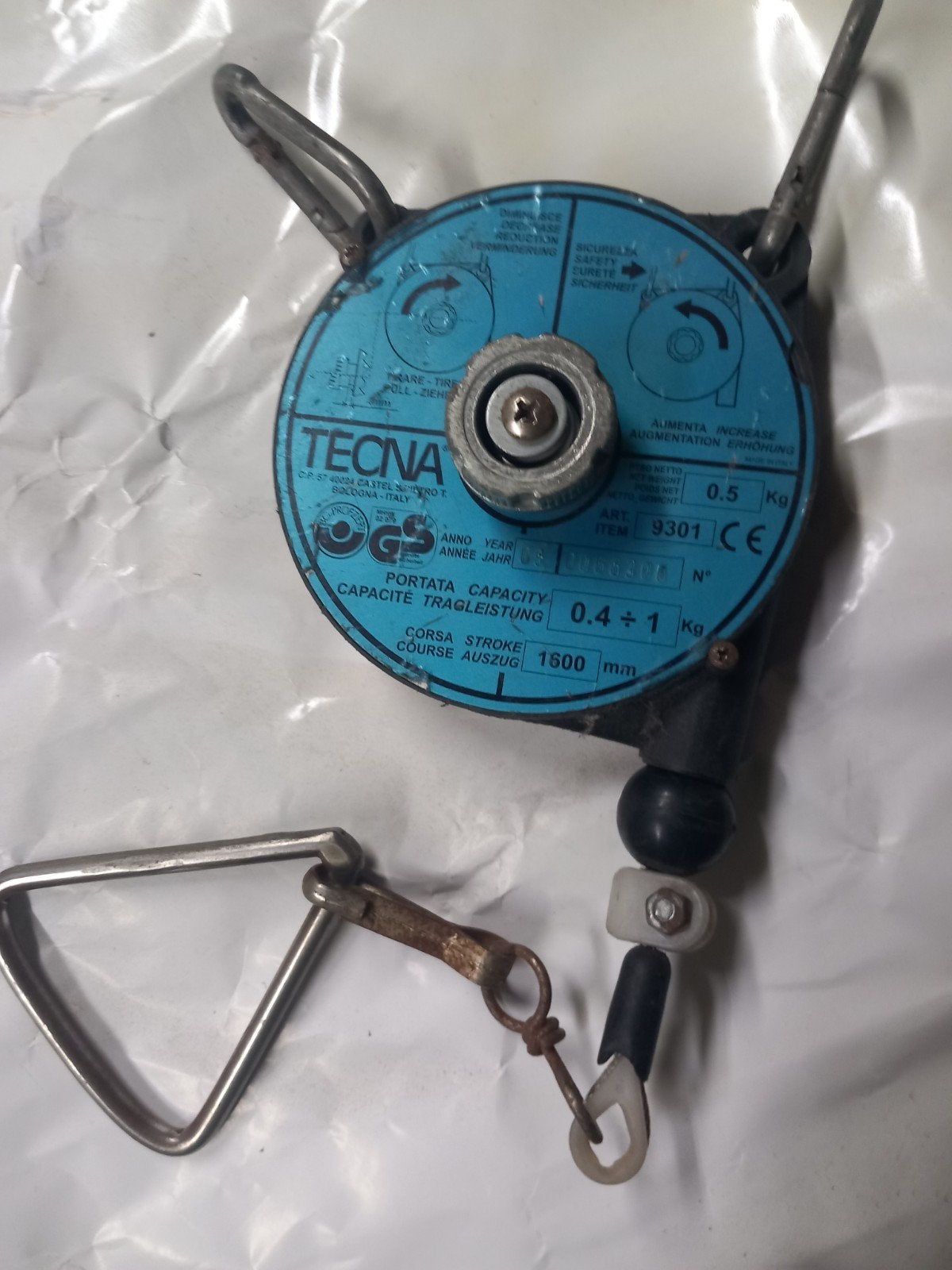 Gereedschapshanger Tecna 0.4-1 kg met 1600mm uittrek, Ophalen of Verzenden, Gebruikt, Gereedschapsopslag, Overige merken