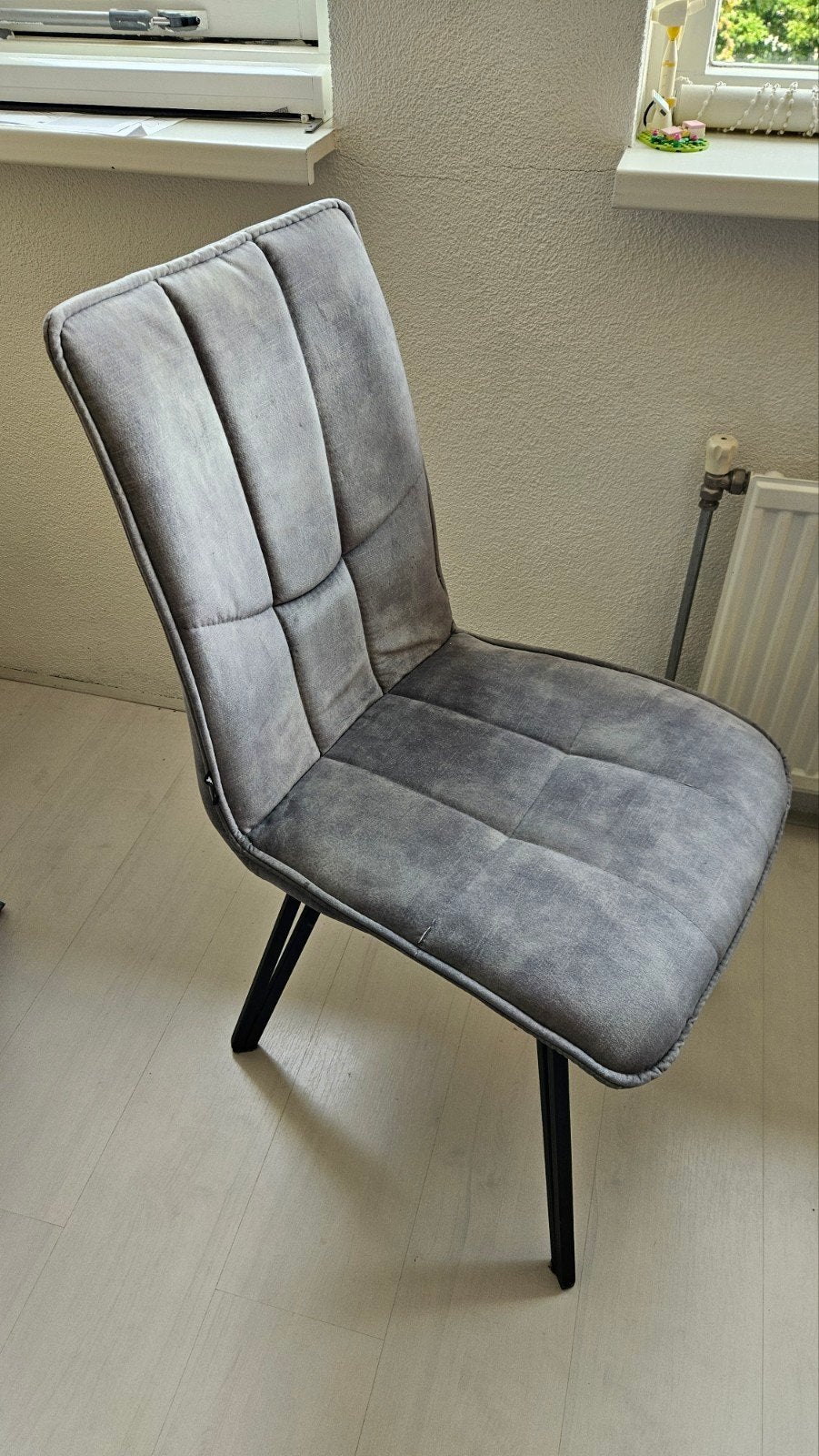 Eetkamerstoelen grijs - De Bommel, Huis en Inrichting, Stoelen, Ophalen, Grijs, Stof, Vier